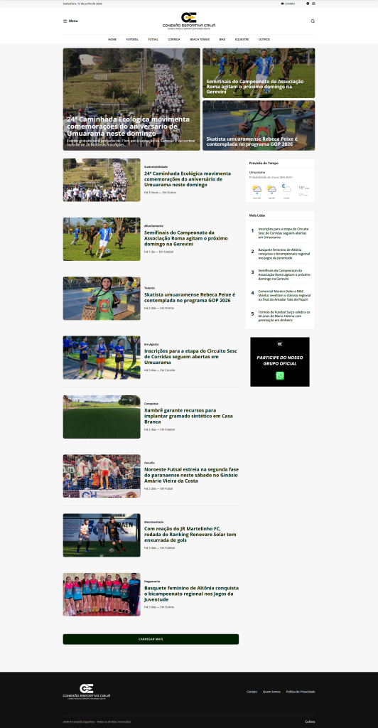 Projeto Conexão Esportiva Caiuá desenvolvido pela CSites