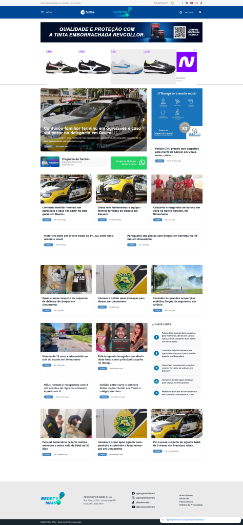 Projeto Portal RedeTV Mais desenvolvido pela CSites
